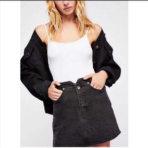 We the Free Free People She’s All That Black Denim Mini Skirt Size 25